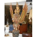 Vishnu riding Garuda wooden carving, COLLECT ONLY.