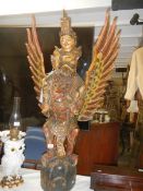 Vishnu riding Garuda wooden carving, COLLECT ONLY.