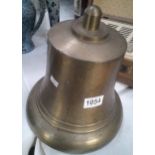 A large brass Elizabethan bell stamped ER SGG 4/53 SCC7. Diameter 25cm Height 26cm