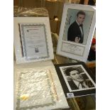 Roger Moore, Sean Connery, George Lazenby as James Bond autographed photographs with certificates,