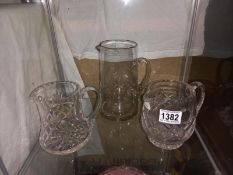 3 cut glass jugs