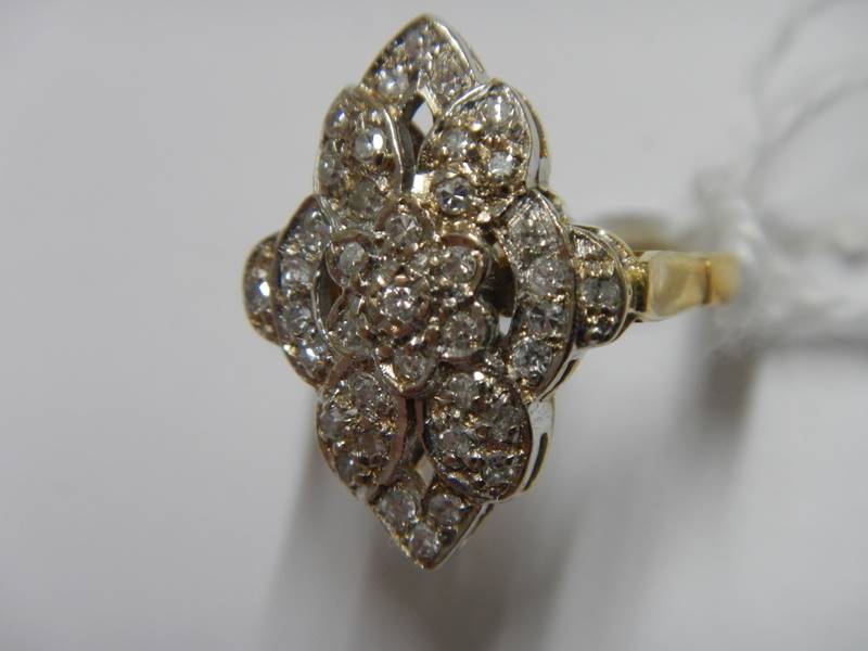 A five section floral white gold and diamond ring, size N half, 5.5 grams. - Image 3 of 5