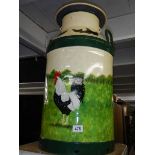 A large old hand painted milk churn. COLLECT ONLY.