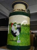 A large old hand painted milk churn. COLLECT ONLY.