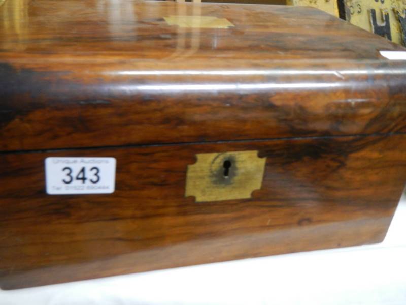 A Victorian mahogany writing box. - Image 4 of 5