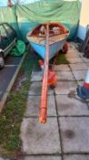 A wooden hulled dingy/boat with mast & Keel etc. (needs attention) complete with trailer &