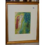 Marc Chagall (1887-1985) Modernist figural lithographic print published in New York