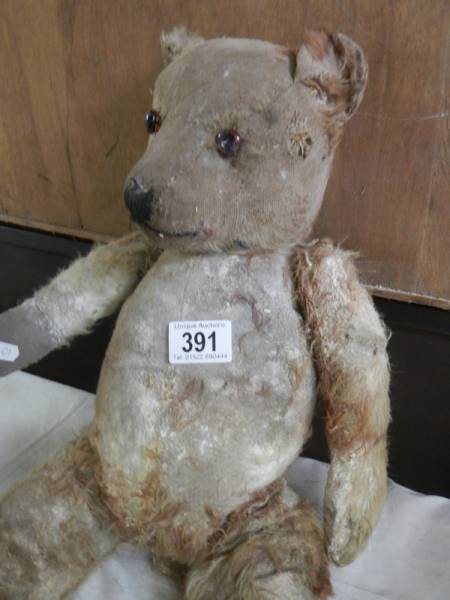 An old Teddy bear (in need of a little tlc) and a TY leopard. - Image 2 of 2