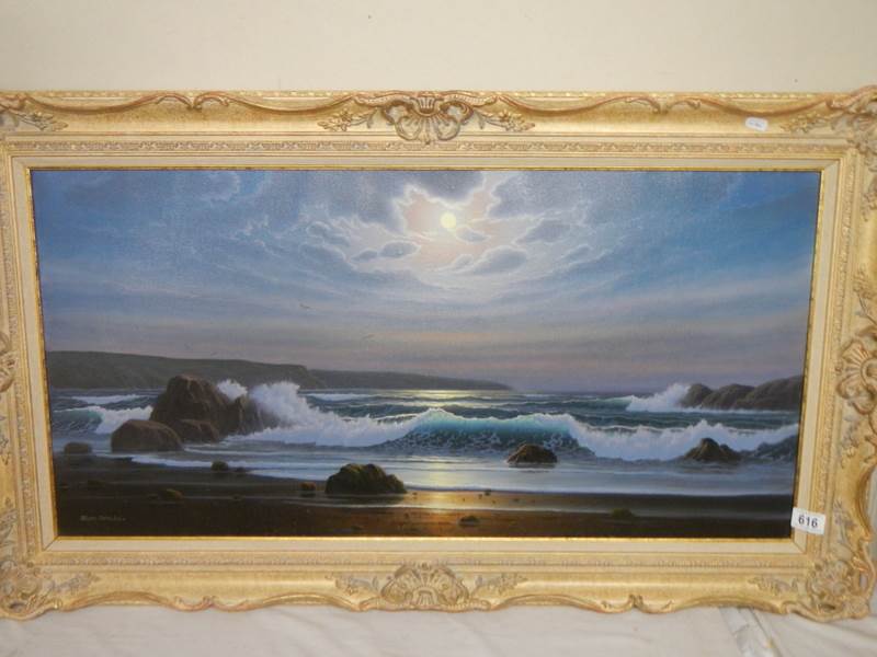 A 20th century seascape signed Alan Dinsdale. 110 x 63 cm. - Image 2 of 3