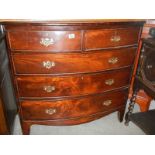 A Victorian mahogany two over three bow front chest of drawers, COLLECT ONLY.