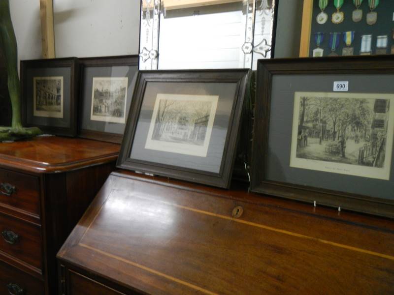 A set of four framed and glazed early 20th century engravings.