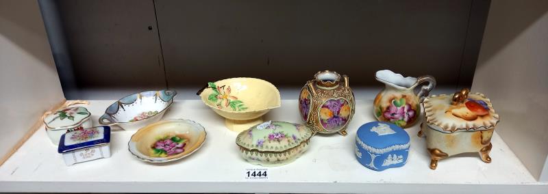 A quantity of pottery trinket pots, dishes & jug etc. including Wedgwood
