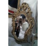 An ornate gilt framed mirror, 70cm x 40cm