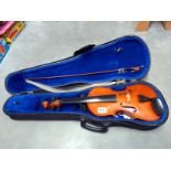 A cased Stenton violin