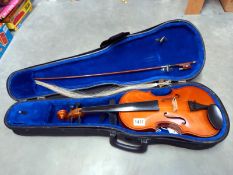 A cased Stenton violin