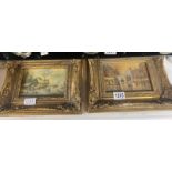 2 ormalu gilt frame overpainted prints - 30cm x 25cm & 29cm & 24cm