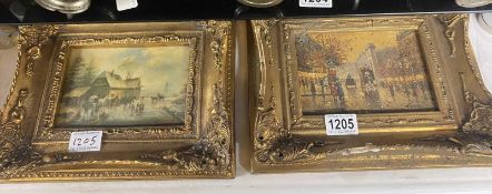 2 ormalu gilt frame overpainted prints - 30cm x 25cm & 29cm & 24cm