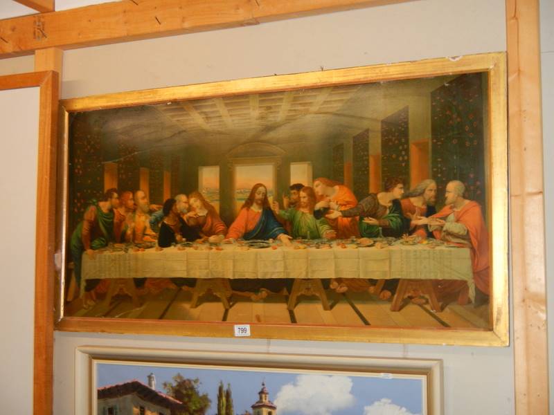 A framed print of The Last Supper.