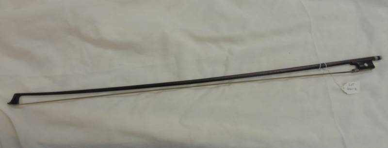 A 19th century violin bow by GEBR.HUG, 74 cm long.