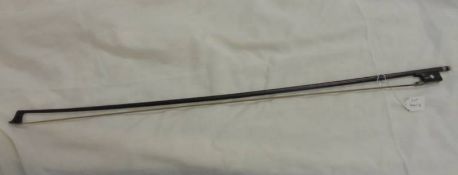 A 19th century violin bow by GEBR.HUG, 74 cm long.