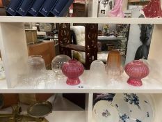 A qty of vintage glass lampshades