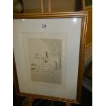 A signed framed and glazed Vincent Haddersley print, 45 x 55 cm.