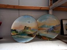 A pair of 19th century painted plates