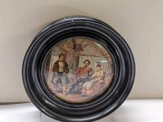 A Victorian framed pot lid entitled The Rival.