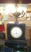 A black slate mantle clock with H Riodet Paris, movement.