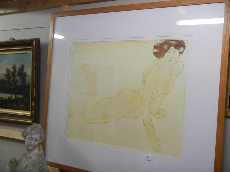 A large framed and glazed nude study. COLLECT ONLY. - Image 3 of 4