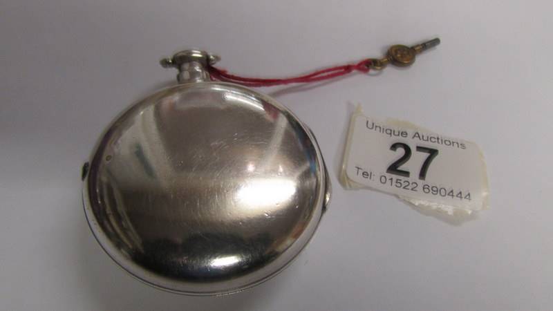 A pocket watch/matching pair case/crown & verge/with key, silver London 1771, bullseye glass, - Image 2 of 10
