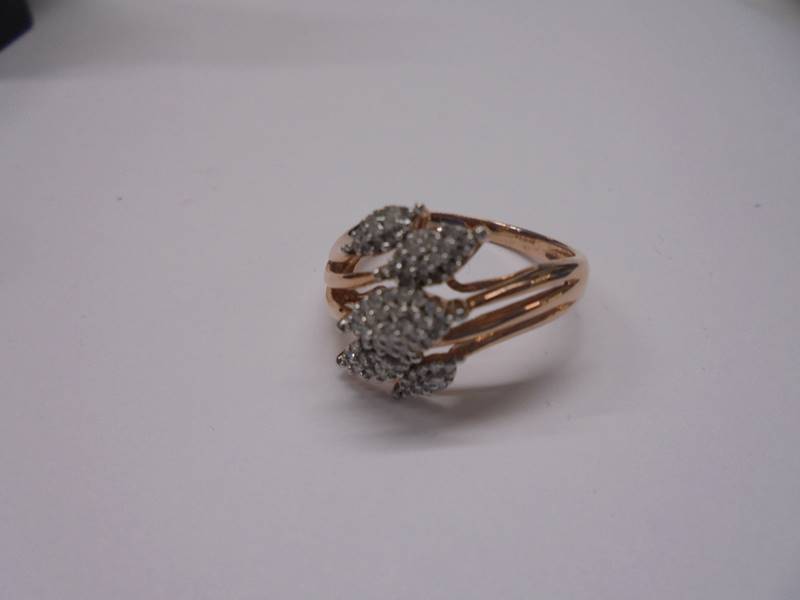 A yellow gold and diamond shaped ring, size O half, 2.9 grams. - Image 2 of 6