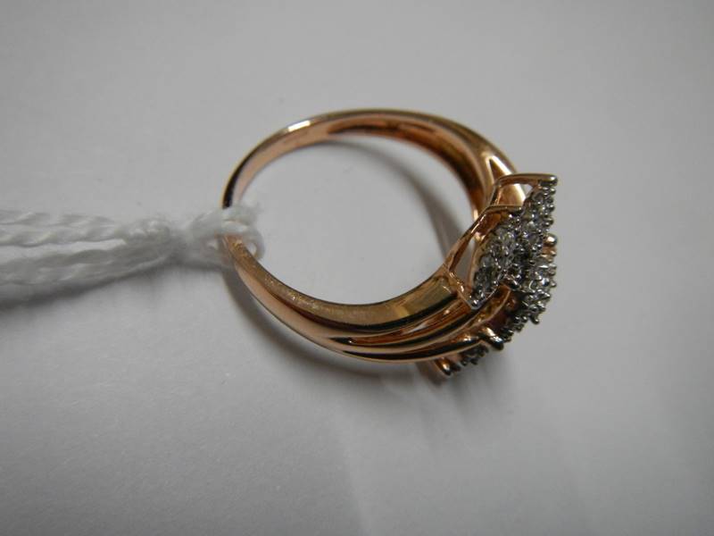 A yellow gold and diamond shaped ring, size O half, 2.9 grams. - Image 6 of 6