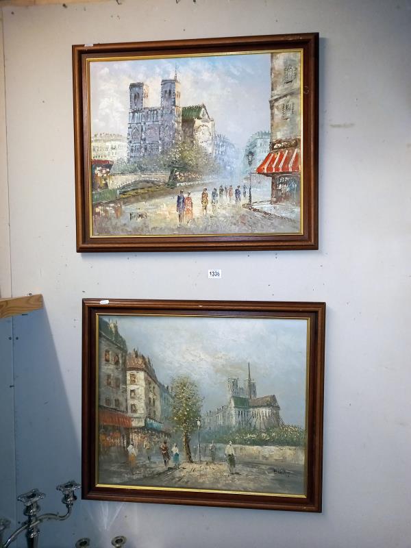 2 modern oil on canvas Parisian scenes - 70cm x 60cm (COLLECT ONLY)