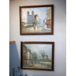 2 modern oil on canvas Parisian scenes - 70cm x 60cm (COLLECT ONLY)