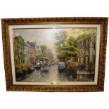 Thomas Kinkade Charleston, Sunset on Rainbow Row 3 / 100 S/P size 24” x 36” with drawing to reverse