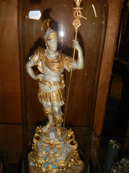 A magnificent French clock garniture under glass domes. The clock surmounted a horse with handler, - Image 4 of 4