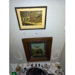 A 19th/20th century lithograph of Spaniel & Woodcock & a hunting scene coloured engraving print