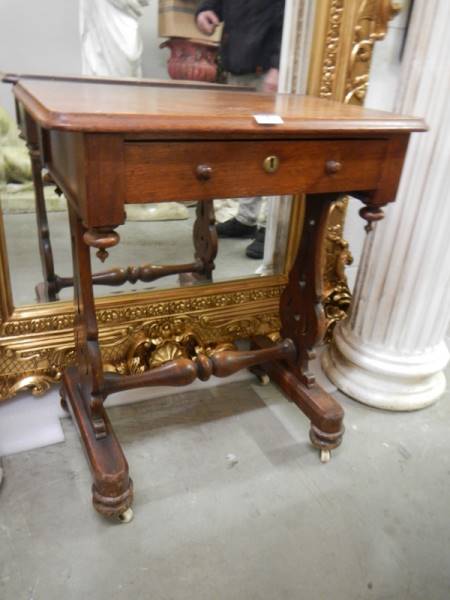 A Victorian mahogany work table. COLLECT ONLY.