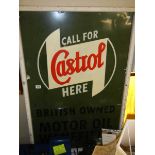 A large framed aluminium Castrol sign.