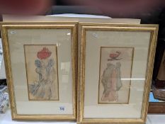 A pair of framed and glazed fashion studies.