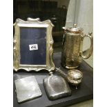 A silver photo frame (925) and a mixed lot of old silver plate.