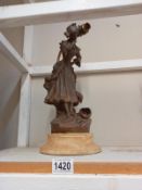 A 19th century spelter figure lamp - height 42cm (COLLECT ONLY)