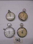 Three pocket watches including Superior Aeroplane Timekeeper and a Smith's stop watch.