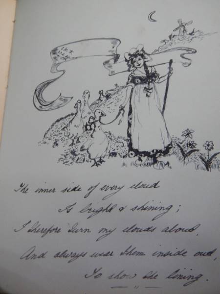 An early 20th century autograph book containing verses and drawings. - Image 9 of 14