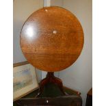 A period oak circular tip top tripid table. COLLECT ONLY