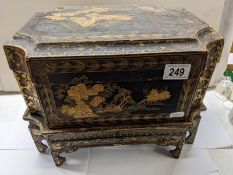 An early Japanese lacquered box on stand, a/f (has had some restoration but needs more).