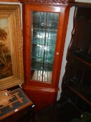 A mahogany glazed top corner cabinet. COLLECT ONLY.