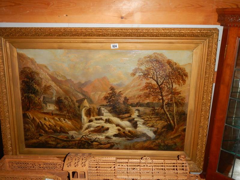 A gilt framed oil on canvas rural scene signed A Worthington.