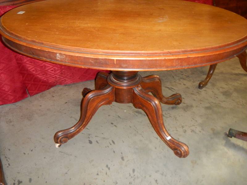 A Victorian mahogany oval tip top table. COLLECT ONLY. - Image 3 of 3